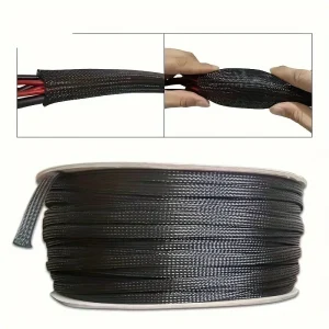 Malla trenzada cerrada negra diametro 6mm (máximo 11mm) 10mts