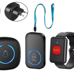Timbre avisador inalámbrico RF con mando y pulsera