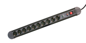 Base múltiple de 10 tomas con protector de sobrecargas y sobretensiones