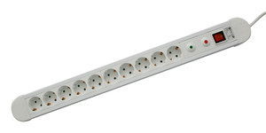 Base múltiple de 10 tomas con protector de sobrecargas y sobretensiones Blanco
