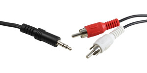 Conexión audio inyectada 2 machos RCA a Jack macho estéreo de 3'5 mm 5mts