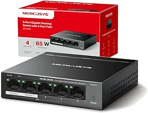 Switch Gigabit de 5 Puertos con PoE+ de 4 Puertos, Plug & Play