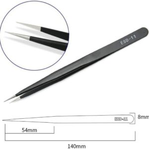 Pinza Punta Esd Antiestáticas Acero Inoxidable