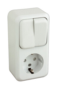 Base Schuko+doble Interruptor Superficie