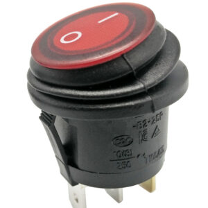 Interruptor Unipolar Balancin Redondo 22mm Luminoso 220v Ac Estanco On-off Rojo