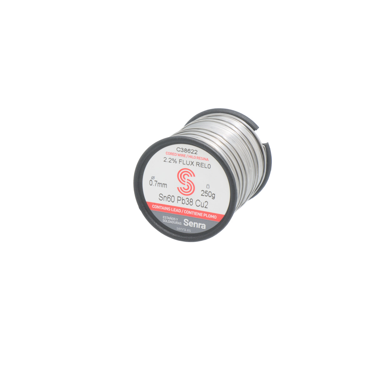 Carrete Estaño Sn60 Pb38 Cu2 2,2% Flux Rel0 0,7mm 250g C38622