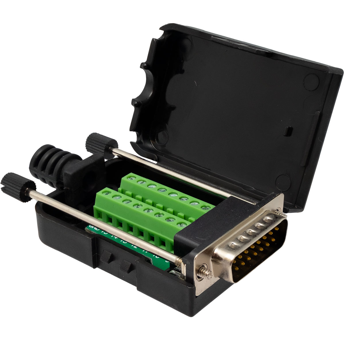 Conector Sub-d 15 Pines Macho Con Terminales Y Carcasa