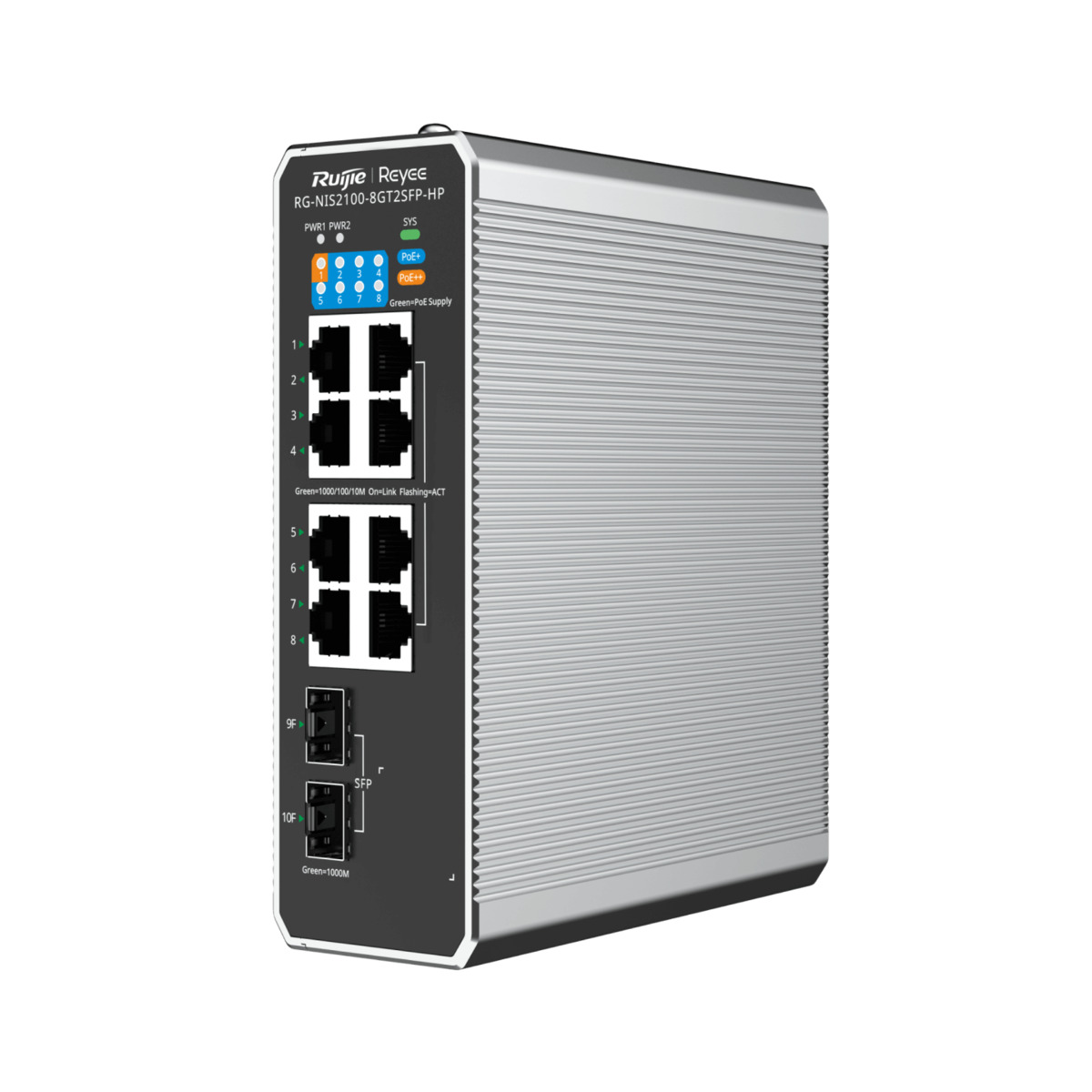 Switch Industrial Para Carril Din Cloud Capa 2 - 8 X 1gbps Poe+ + 2 Sfp