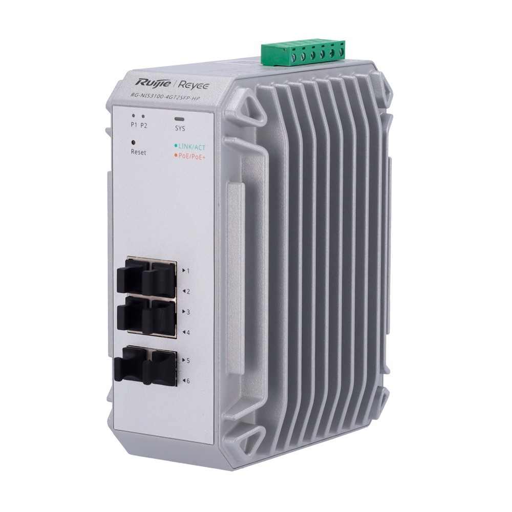 Switch Industrial Para Carril Din - 4 X 1gbps Poe+ + 2 Sfp