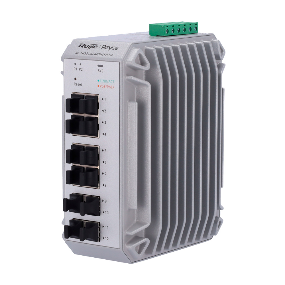 Switch Industrial Para Carril Din - 8 X 1gbps Poe+ + 4 Sfp