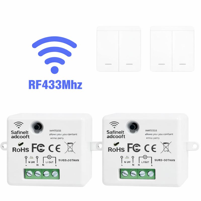 Lote De 2 X Interruptor 2 Teclas Rf + 2 X Receptor Rf 10a